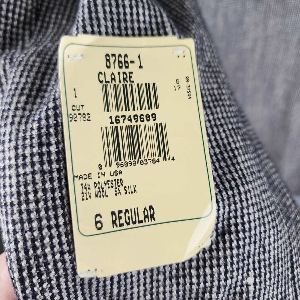 Orvis Womens Blazer 6 Regular Single Button Houndstooth Wool Blend Tailored USA‎